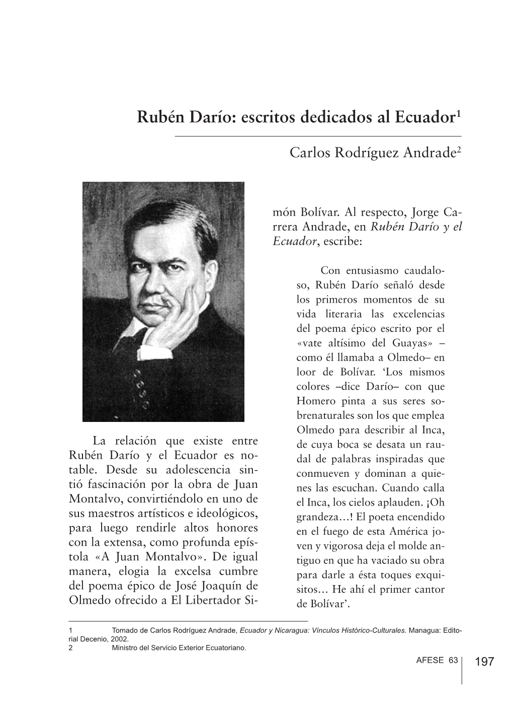 Rubén Darío: Escritos Dedicados Al Ecuador1