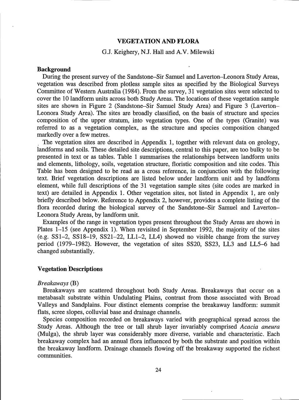 The Biological Survey of the Sandstone-Sir Samuel and Laverton­ Leonora Study Areas, by Landfonn Unit