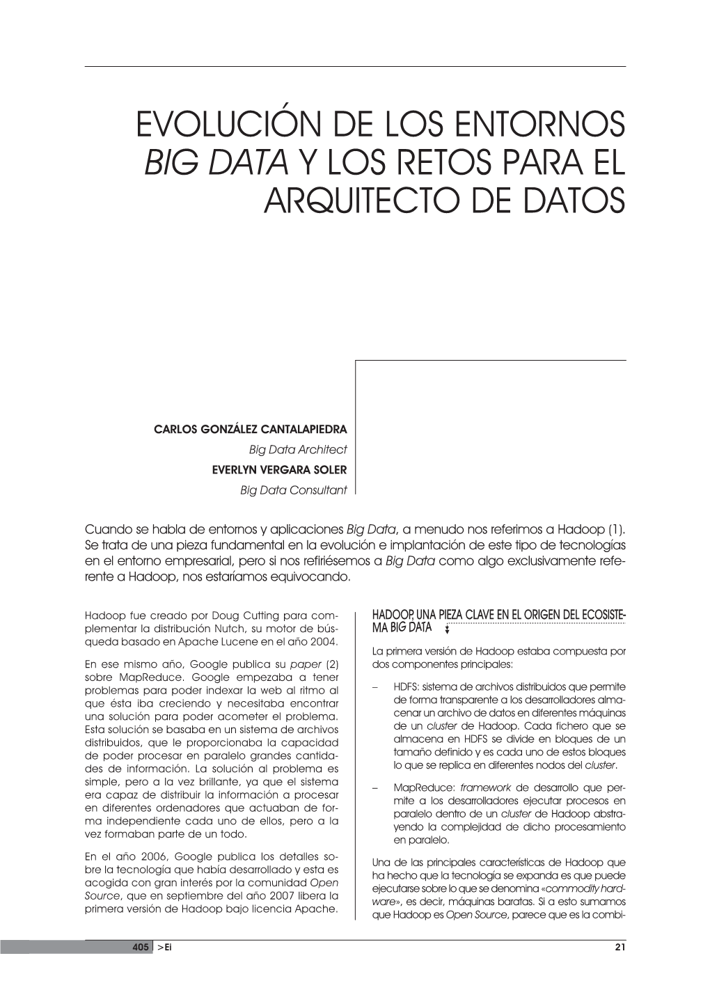 Evolución De Los Entornos Big Data Y Los Retos Para El Arquitecto De Datos