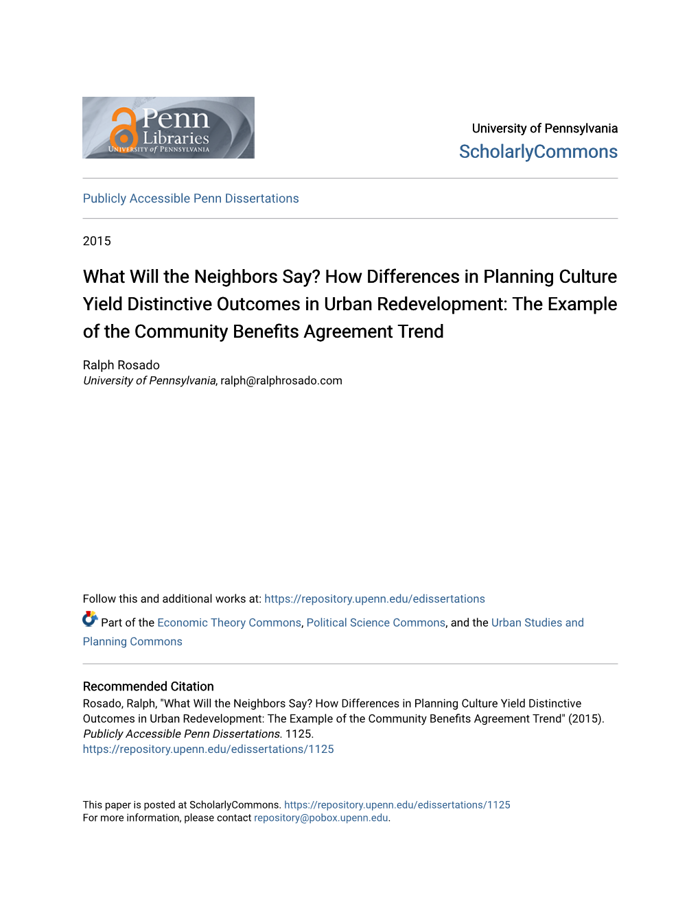 How Differences in Planning Culture Yield Distinctive Outcomes in Urban Redevelopment: the Example of the Community Benefits Agreement Trend