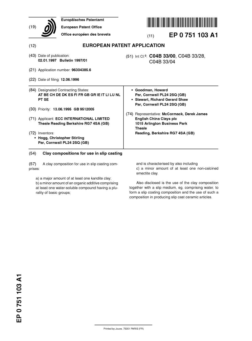 Clay Compositions for Use in Slip Casting