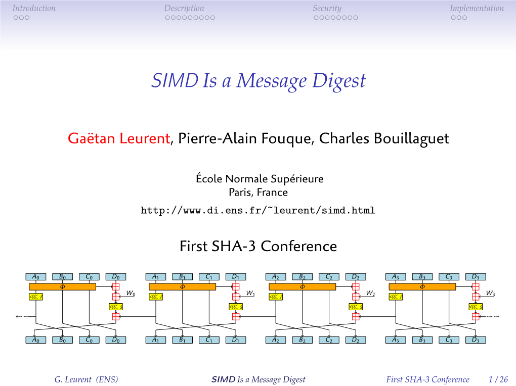 SIMD Is a Message Digest