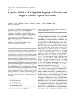 Explosive Radiation of Malpighiales Supports a Mid-Cretaceous Origin of Modern Tropical Rain Forests