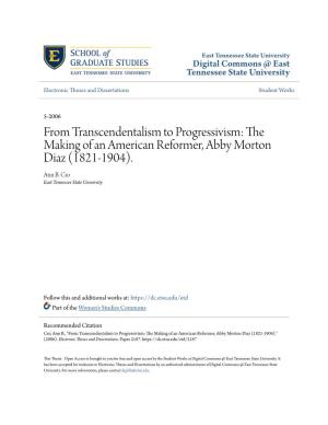 From Transcendentalism to Progressivism: the Making of an American Reformer, Abby Morton Diaz (1821-1904)