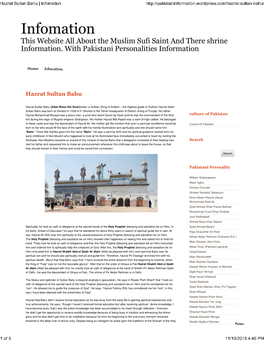 Hazrat Sultan Bahu | Infomation