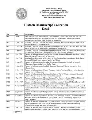 Historic Manuscript Collection Deeds