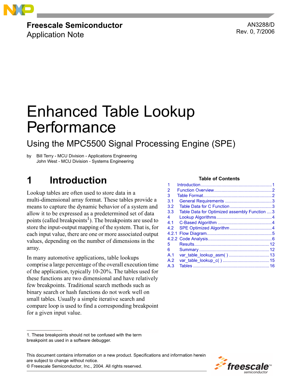 Enhanced Table Lookup Performance