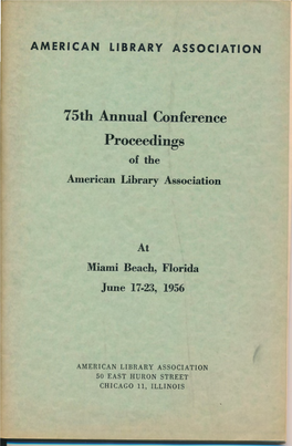 75Th Annual Conference Proceedings of the American Library Association