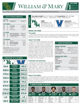 Ma Tchup Matchup at a Glance Inside the Tribe W&M