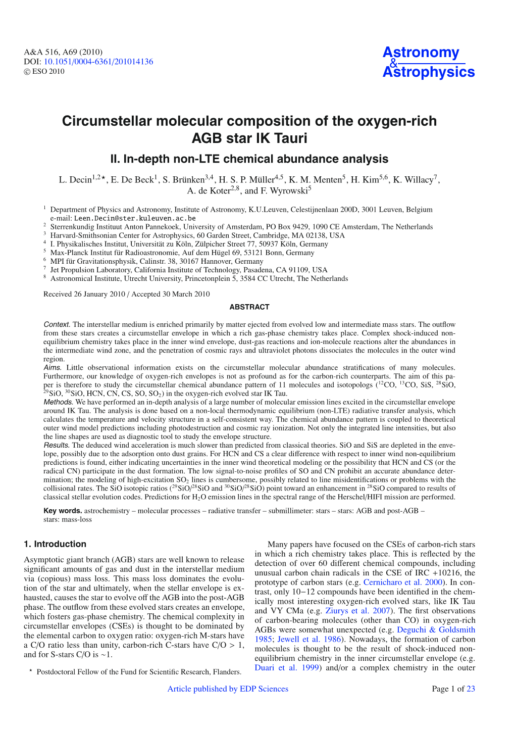 Circumstellar Molecular Composition of the Oxygen-Rich Agbstariktauri II