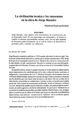 La Civilización Incaica Y Los Runacunas En La Obra De Jorge Basadre