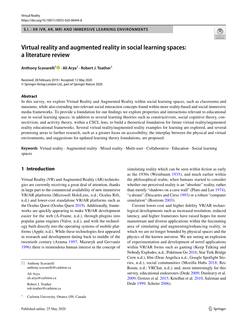 augmented reality literature review