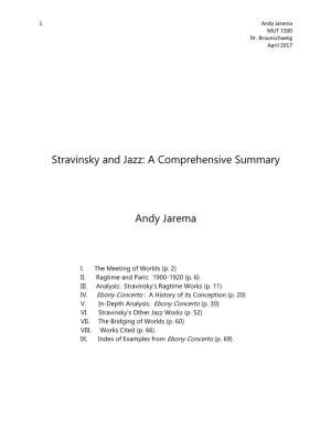 Stravinsky and Jazz: a Comprehensive Summary