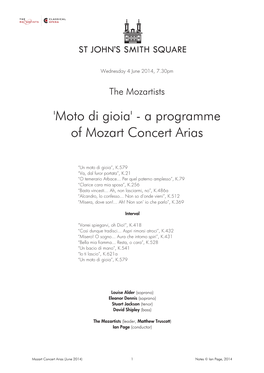 A Programme of Mozart Concert Arias