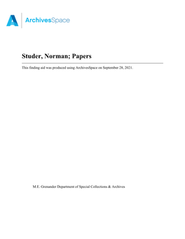 Studer, Norman; Papers Apap116