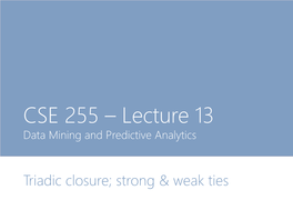 Lecture 13 Data Mining and Predictive Analytics