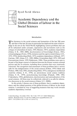 Academic Dependency and the Global Division of Labour in the Social Sciences