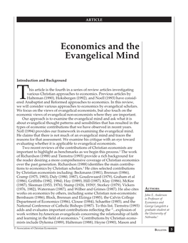 Economics and the Evangelical Mind
