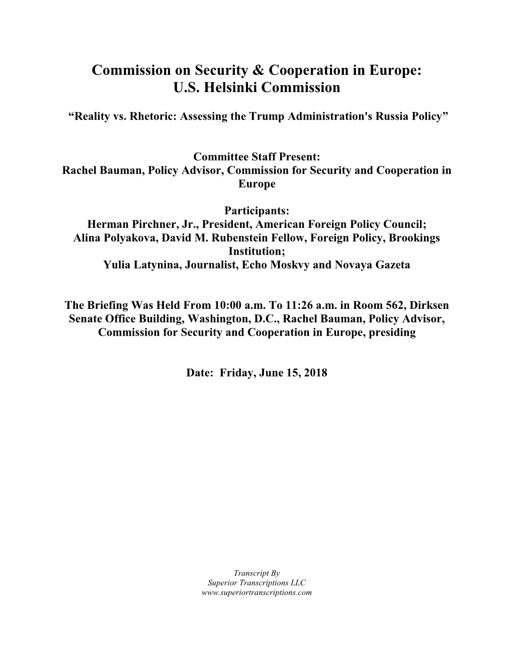 US Helsinki Commission