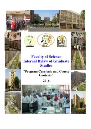 Faculty of Science Internal Bylaw of Graduate Studies "Program Curricula and Course Contents" 2016