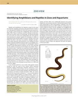 Identifying Amphibians and Reptiles in Zoos and Aquariums ZOO VIEW
