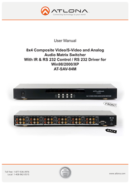 User Manual 8X4 Composite Video/S-Video and Analog