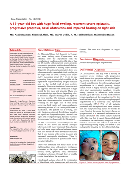 A 15-Year-Old Boy with Huge Facial Swelling, Recurrent Severe Epistaxis, Progressive Proptosis, Nasal Obstruction and Impaired Hearing on Right Side