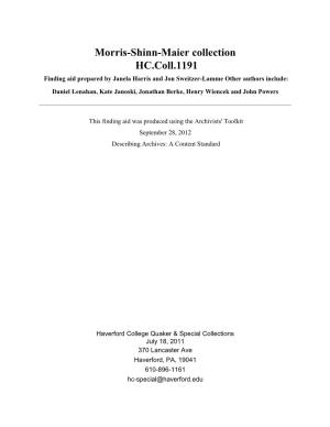 Morris-Shinn-Maier Collection HC.Coll.1191