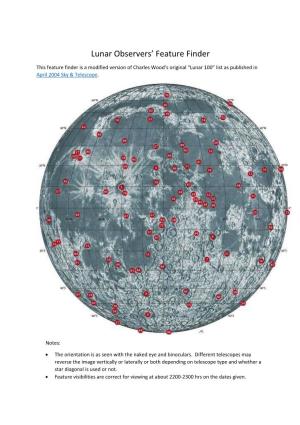 Lunar Observers' Feature Finder