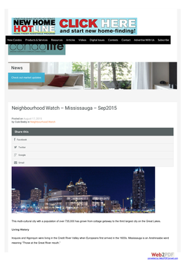 Neighbourhood Watch – Mississauga – Sep2015