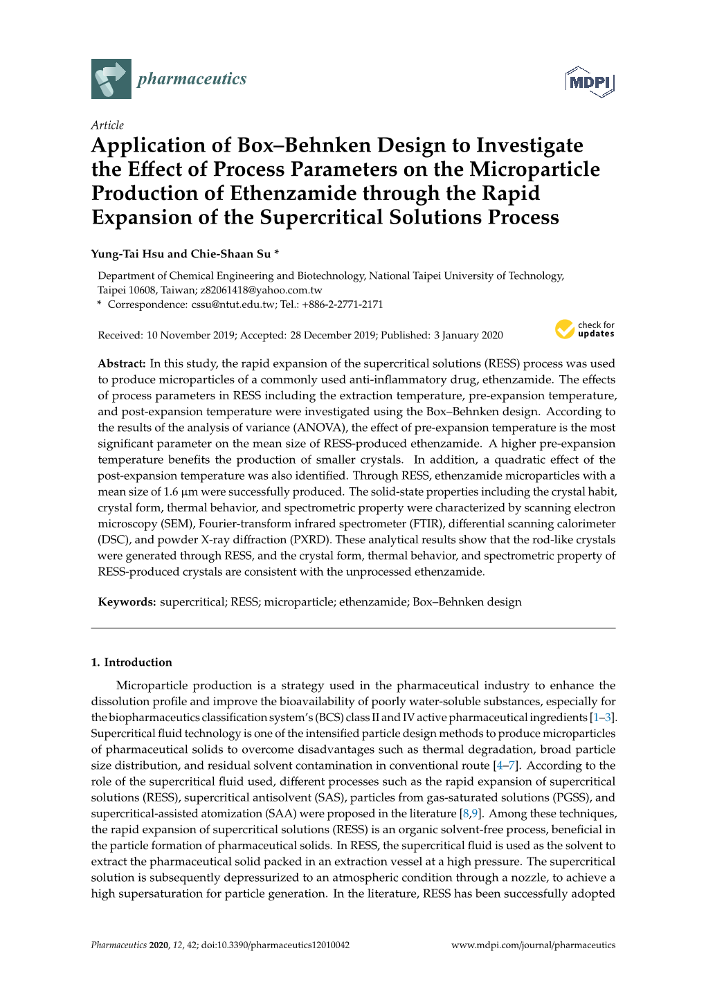 Application of Box–Behnken Design to Investigate the Effect of Process