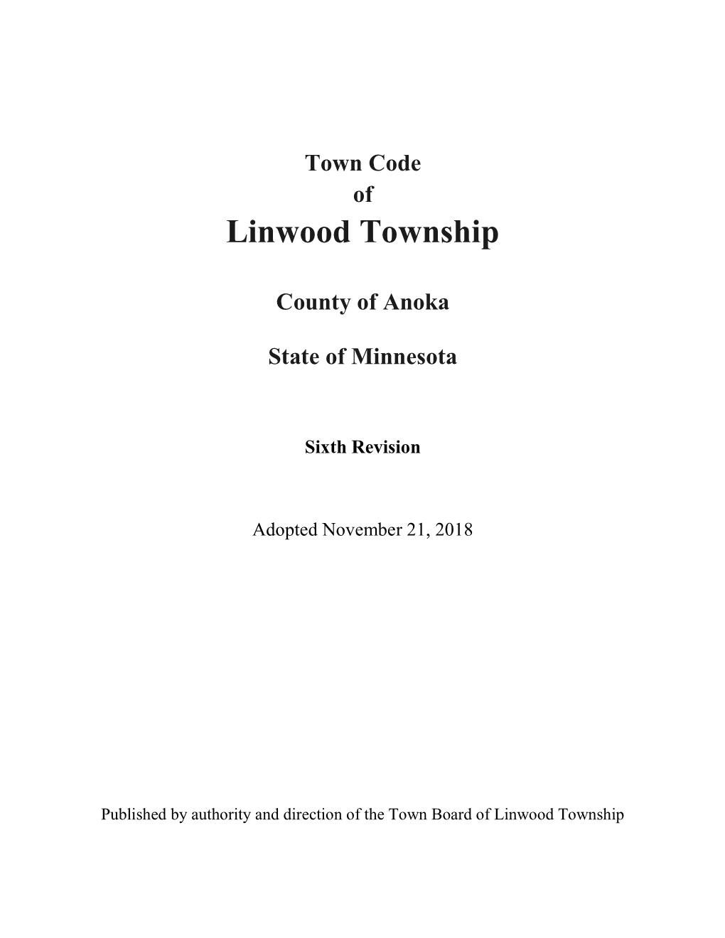 Linwood Town Code 2018