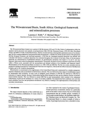 The Witwatersrand Basin, South Africa: Geological Framework and Mineralization Processes
