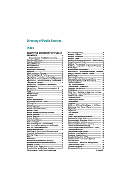 Directory of Public Services Index Page III Consumer Credit Inspections