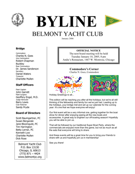 BYLINE BELMONT YACHT CLUB January 2006