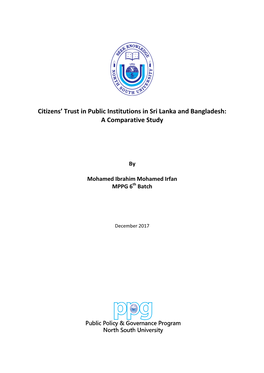 Citizens' Trust in Public Institutions in Sri Lanka and Bangladesh