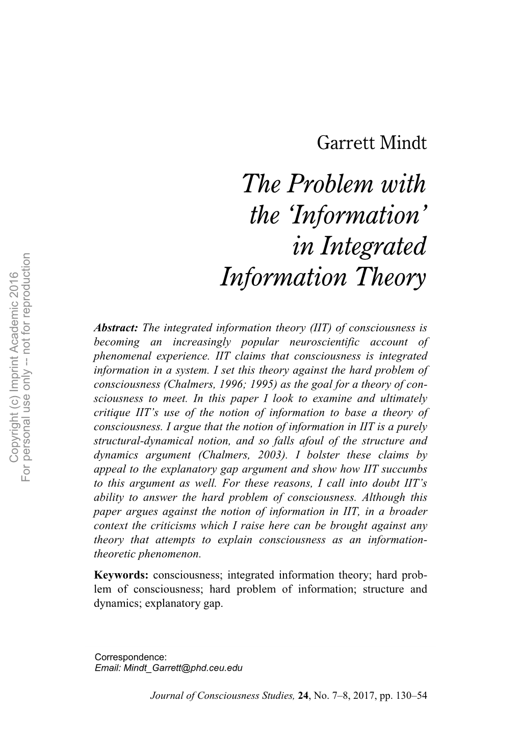 In Integrated Information Theory