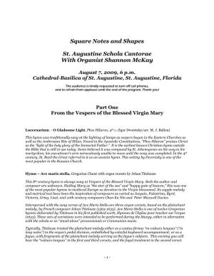 Square Notes and Shapes St. Augustine Schola Cantorae With