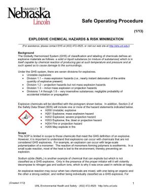 Explosive Chemical Hazards & Risk