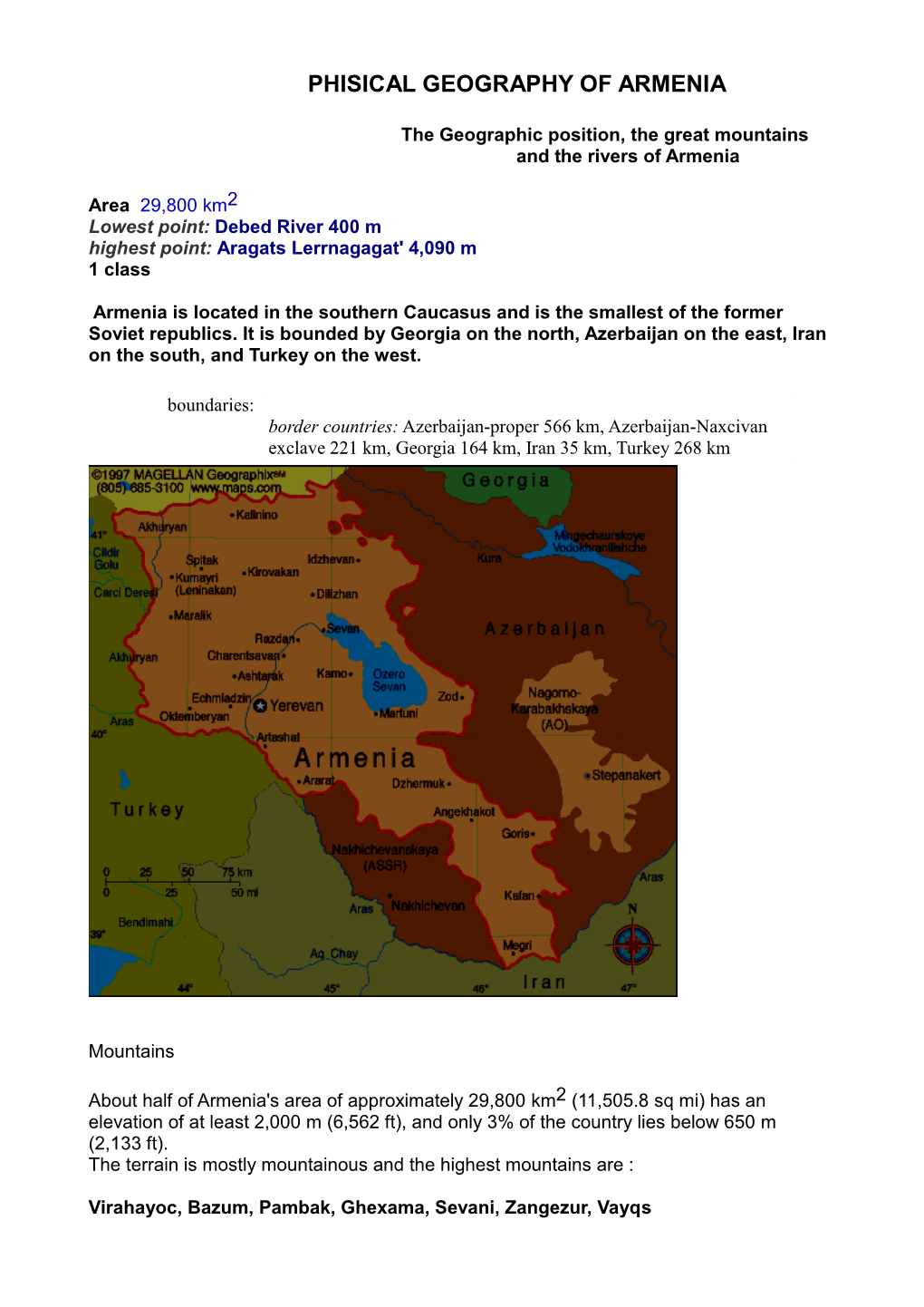 Phisical Geography of Armenia