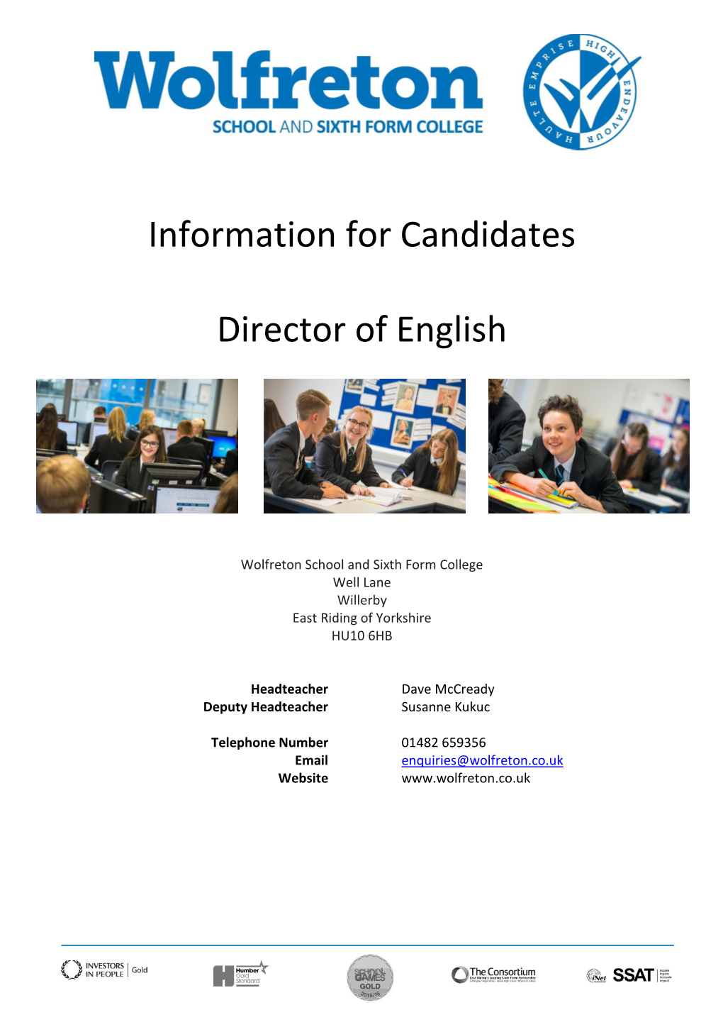 Information for Candidates Director of English