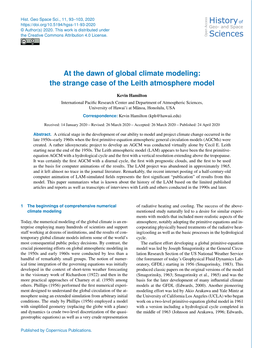 At the Dawn of Global Climate Modeling: the Strange Case of the Leith Atmosphere Model