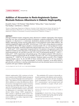 Addition of Atrasentan to Renin-Angiotensin System Blockade Reduces Albuminuria in Diabetic Nephropathy