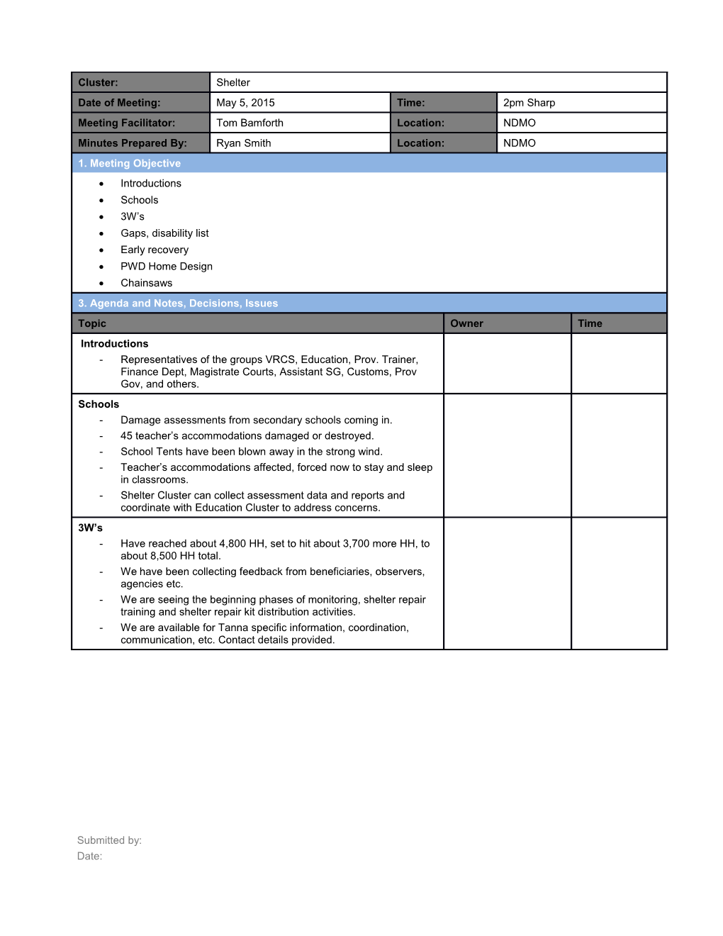 Project Meeting Minutes Template s3