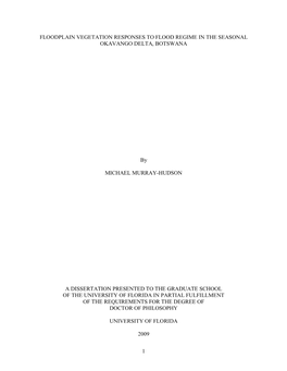 Floodplain Vegetation Responses to Flood Regime in the Seasonal Okavango Delta, Botswana