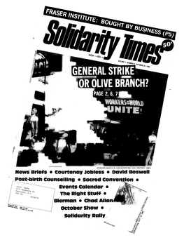 GENERAL STRIKE • Socred Convention • Events Calendar •