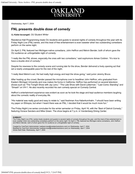 News Archive - FNL Presents Double Dose of Comedy