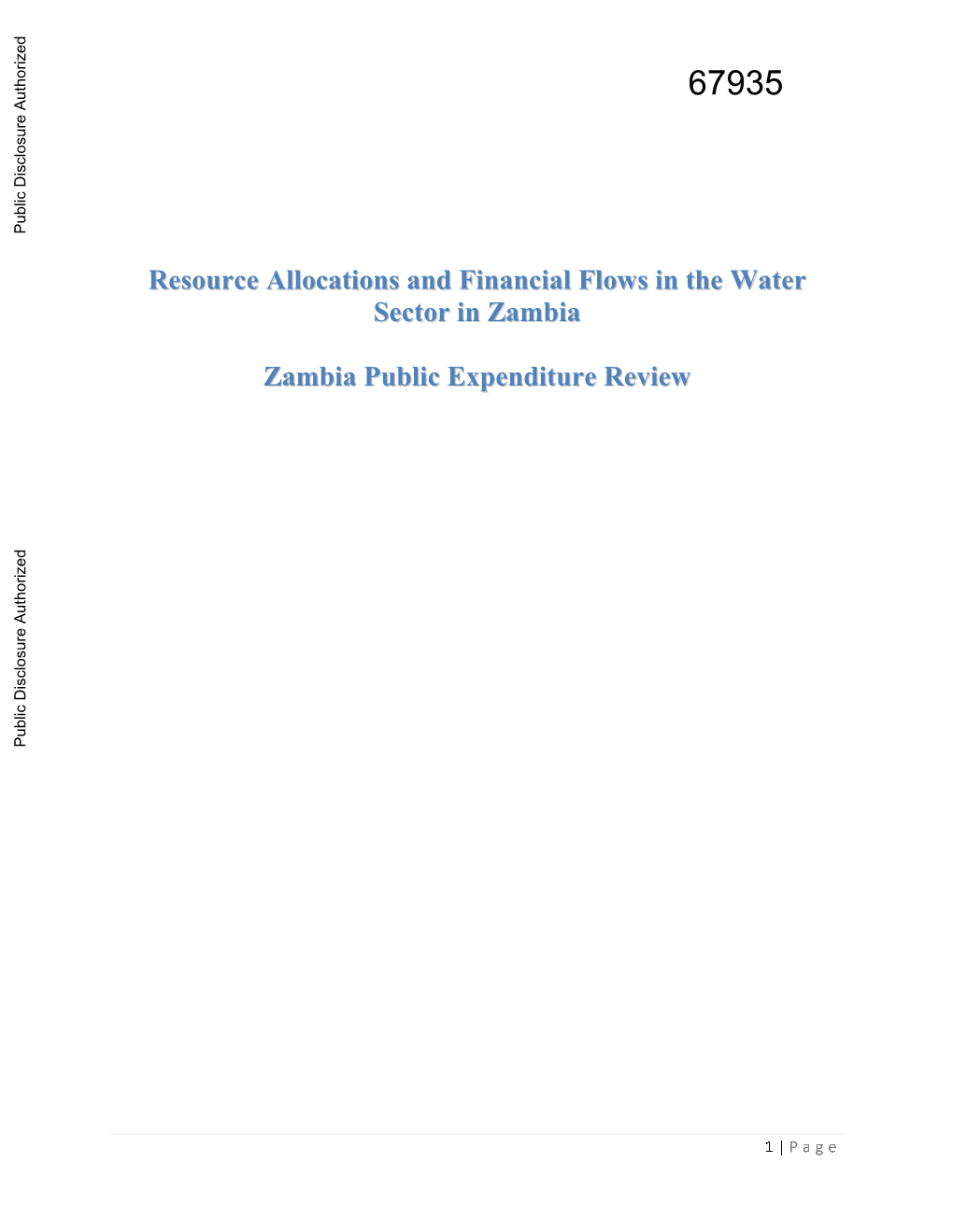 Resource Allocations and Financial Flows in the Water Sector in Zambia