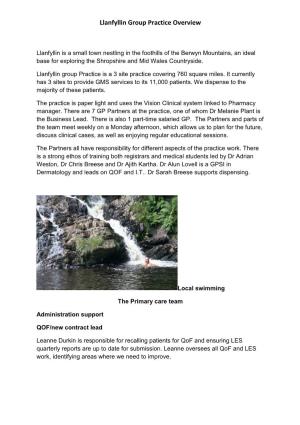 Llanfyllin Group Practice Overview