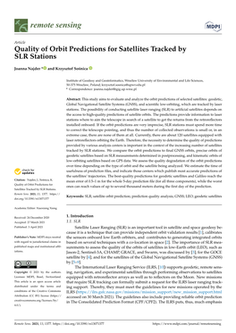 Quality of Orbit Predictions for Satellites Tracked by SLR Stations